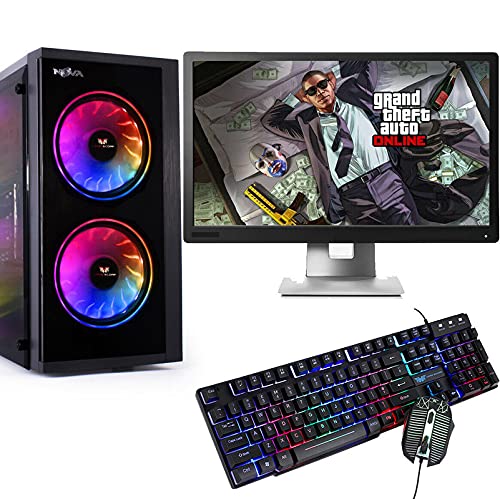 A Display of the gaming pc for fortnite 240 fps with colorful keyboard and cpu