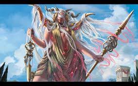 Klothys, God Of Destiny, There is a god in the sky who has two
He has big black horns and his whole face is covered with big white hair. He has a sword and a bow in his hand